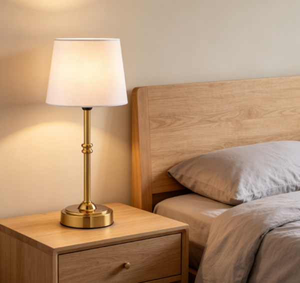 Cordless dimmable table lamp with built-in rechargeable battery and three brightness levels, ambient light for patio, bedside and restaurant in antique brass